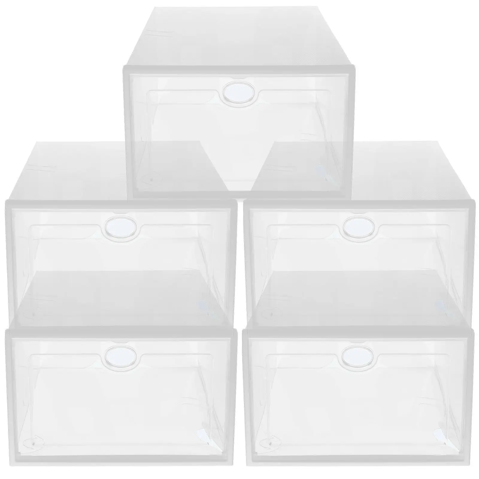5pcs Stackable Clear Shoe Box Storage Organizer for Sneakers, High Heels, Under Bed or Cabinet