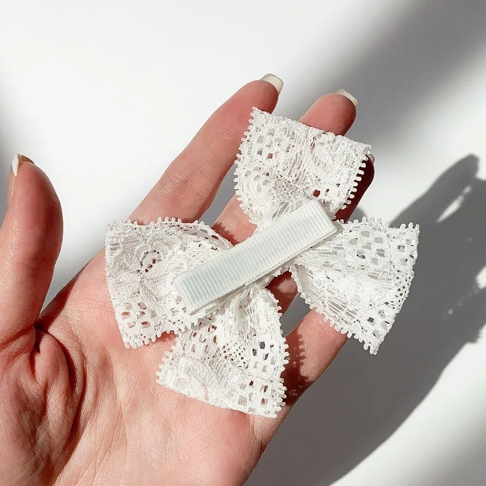 

Набор из 4 заколок для волос с кружевом и бантиками в стиле Лолита, аксессуары для волос без повреждений, заколки для челки