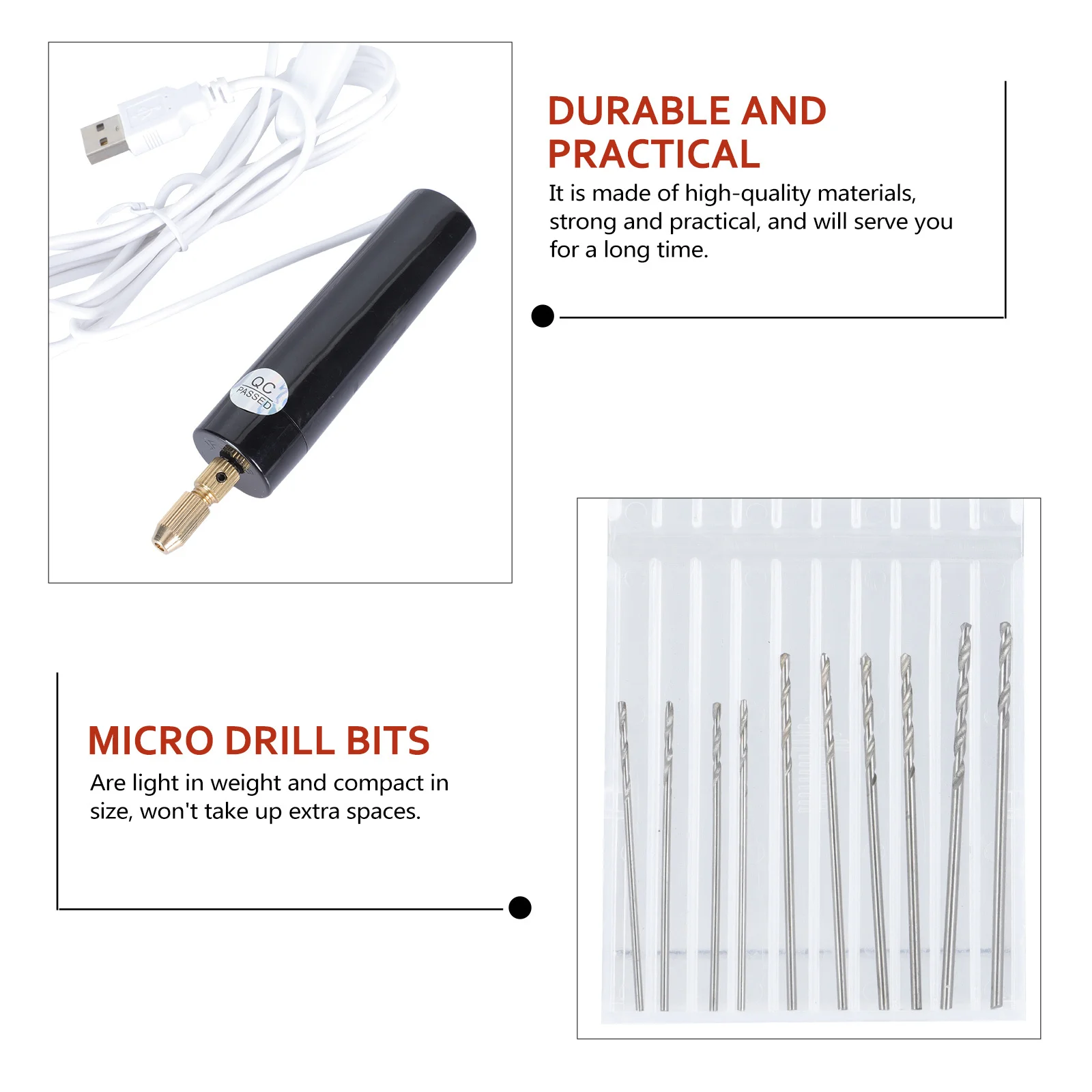 

1 Set Mini Electric Drill Kit Compact Lightweight For Wood Plastic Rubber Carving Diy Projects Twist Drill Bits Rotary Tool