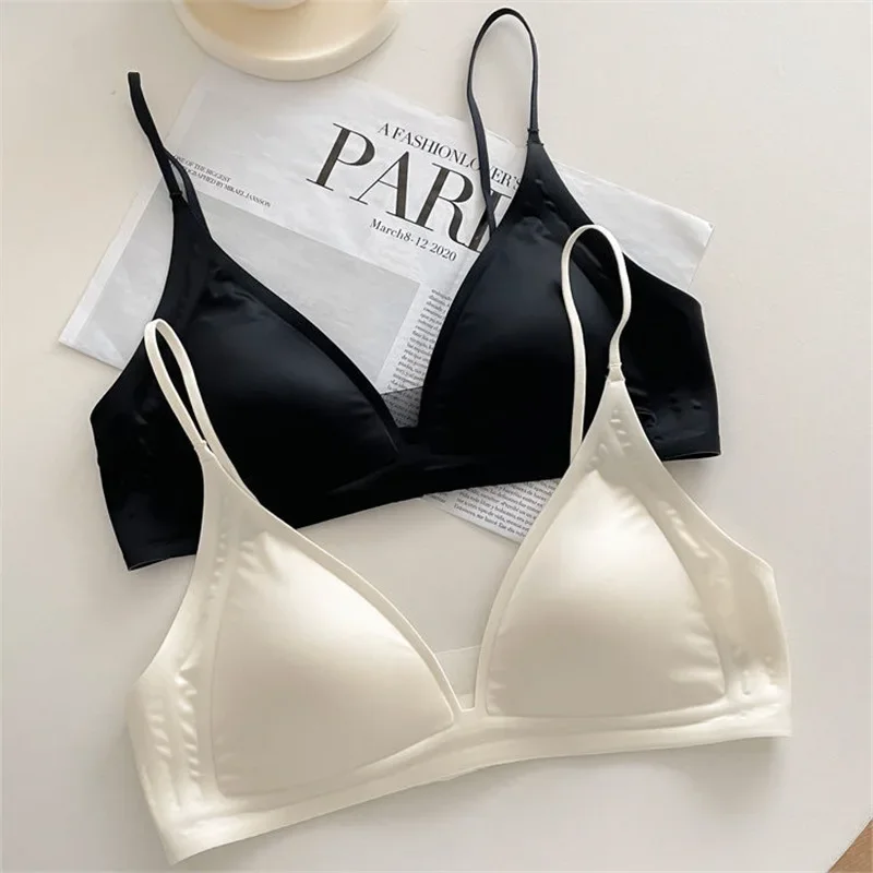 Bezszwowe, obręcze, francuski trójkątny biustonosz, głęboki dekolt V, efekt \"nagiej skóry\", kobiecy, cienki, zapobiegający obwisaniu, wygodny, przyjazny dla skóry i oddychający.