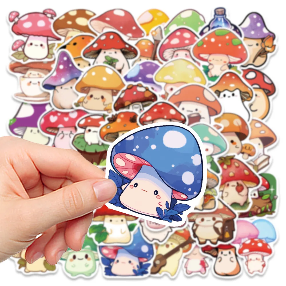 50 Stück niedliche Pilz-Graffiti-Aufkleber, wasserfeste Aufkleber für Laptop, Gepäck, Skateboard, Motorrad, Fahrradhelm
