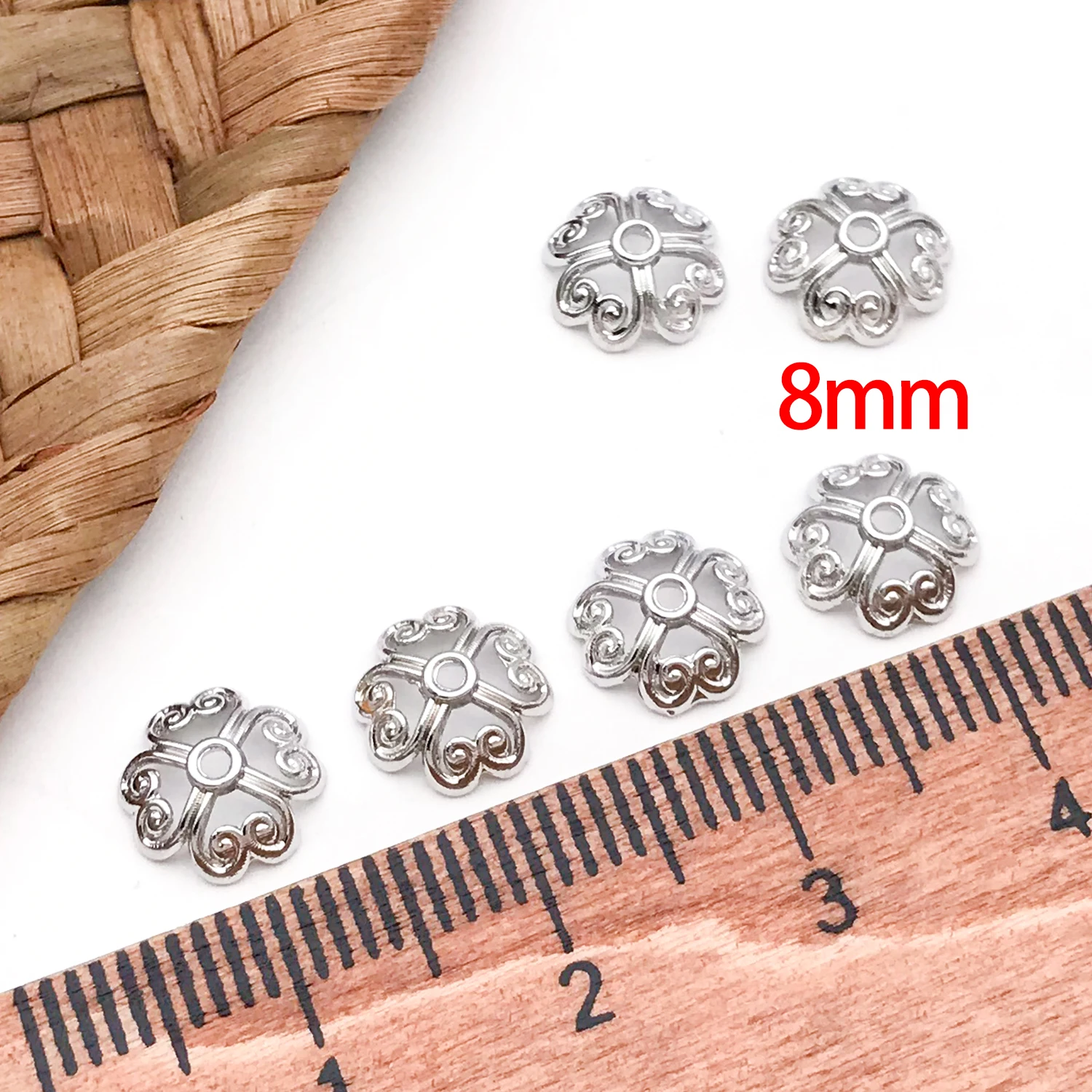 20pcs 18K Real Gold Plated Brass Flower Beads Caps, Hollow Beads Caps For DIY Bracelet Necklace Jewelry Making Accessories