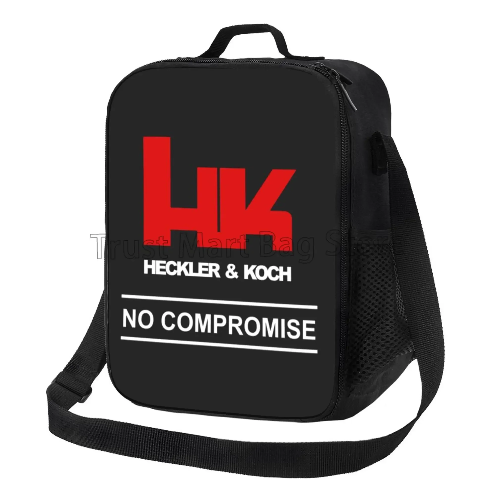 HK Lunch Bag Heckler Koch Firearms No Compromise Insulated Lunch Box Reusable Thermal Cooler Bento Tote Bag with Shoulder Strap