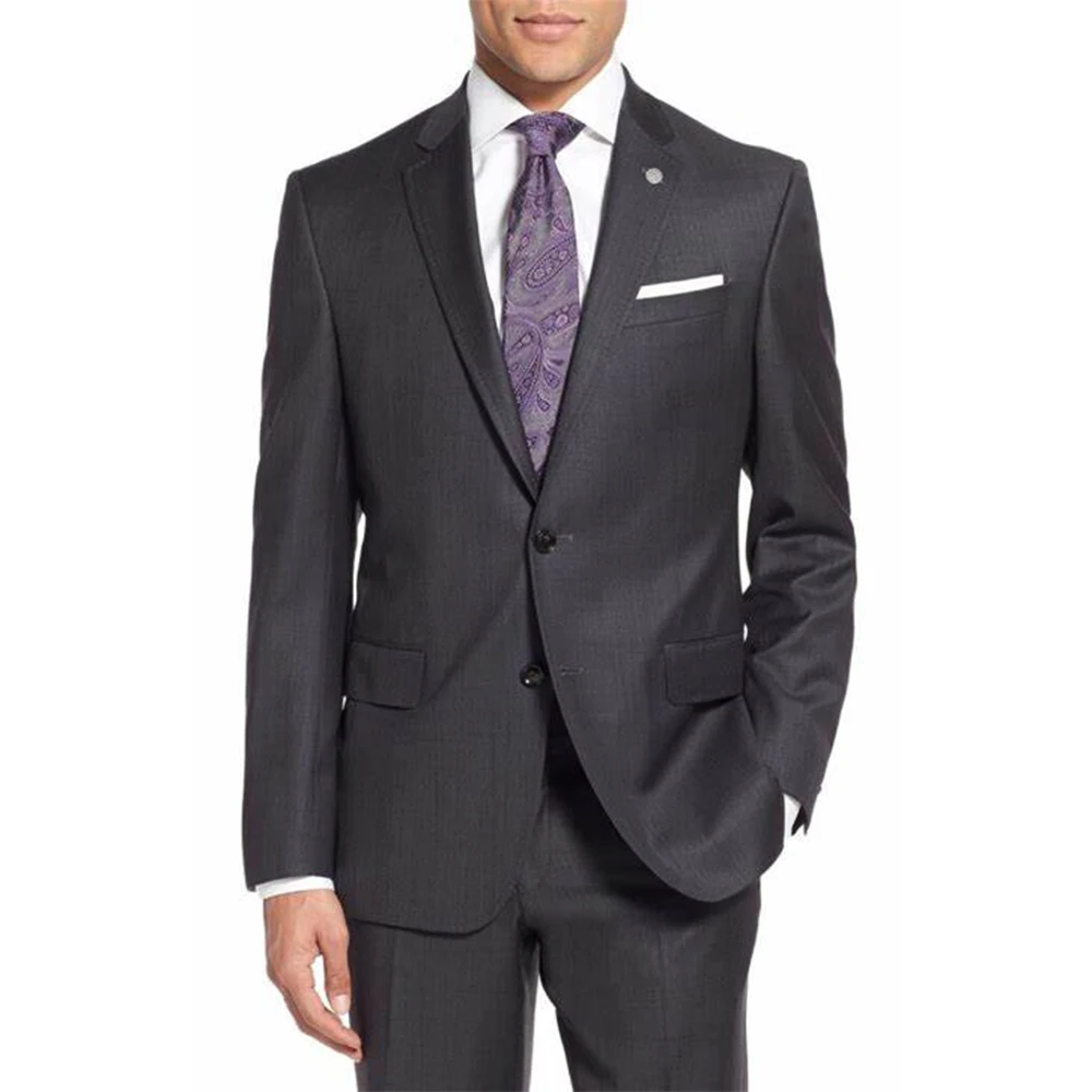 Luxury Cashmere Silk Wool Super 140 Pure Wool Suits Tailor Made Suits Charcoal Grey Business Suits Custom Made Suits For Men