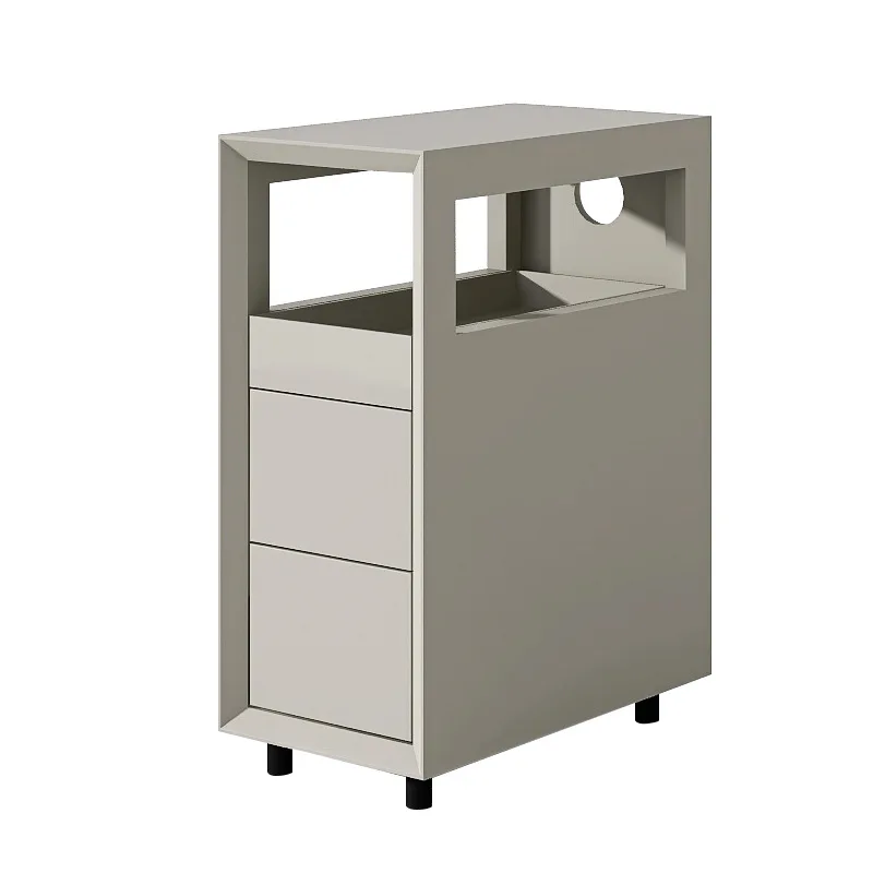 

Italian minimalist bedside table, simple modern light luxury glass countertop storage side cabinet