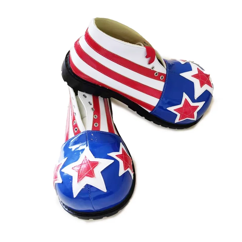 34cm Blue Club Clown Boots For Adults Halloween Carnival Favors Funny Joker Shoes Free Size PU