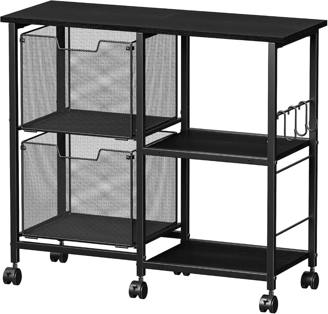 

2 Drawer File Cabinet, Lateral Filing Cabinet, Rolling Printer Cabinet Cart with Open Storage Shelf, Office Storage with Wheels,