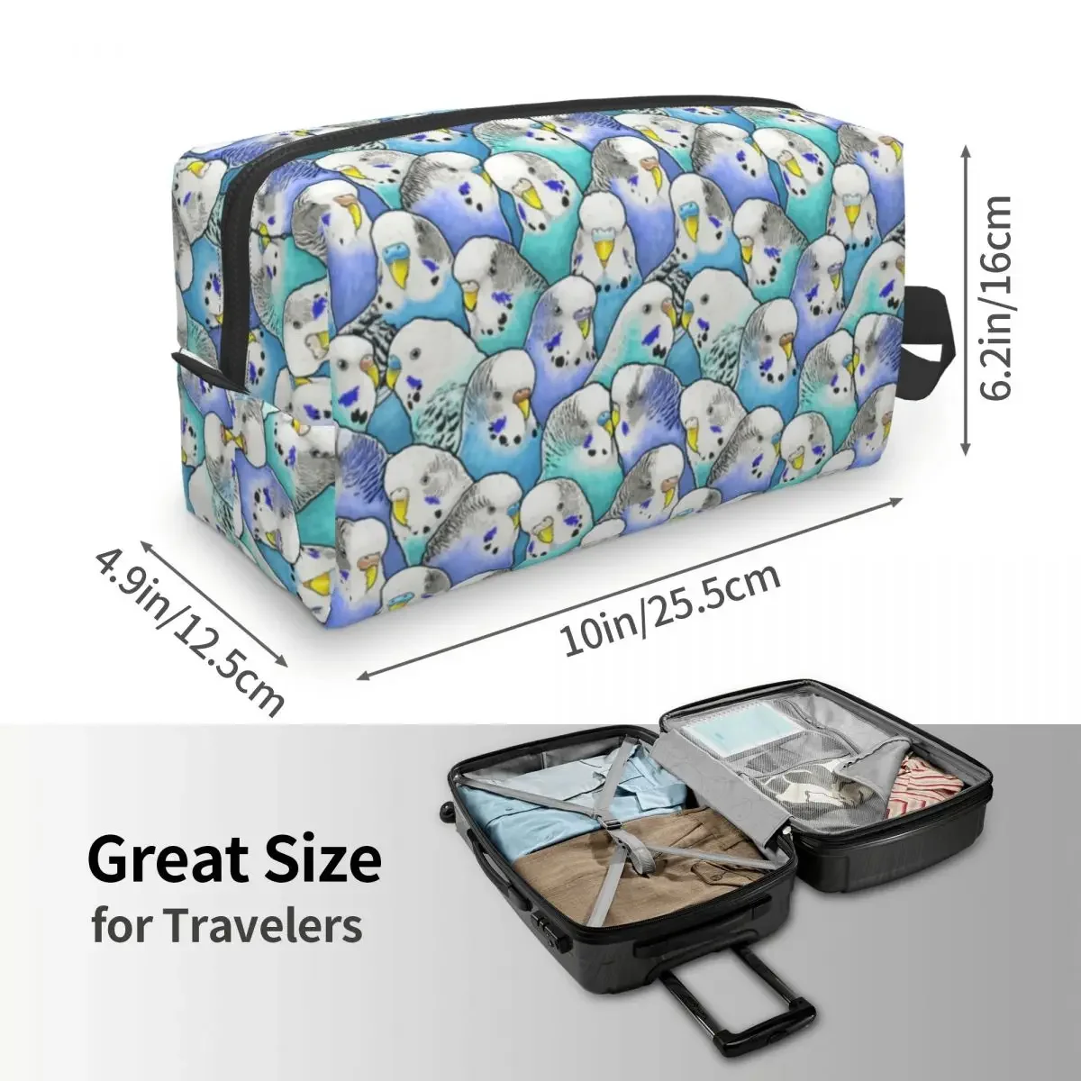 Custom Travel Blue Budgies parrocchetto Pattern borsa da toilette Fashion Makeup Cosmetic Organizer Women Beauty Storage Dopp Kit Box