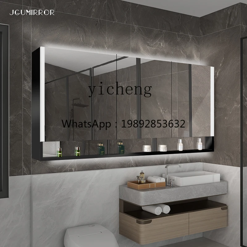 

YS-8 bathroom cabinet mirror wall-mounted mirror cabinet integrated black bathroom space aluminum bathroom mirror cabinet