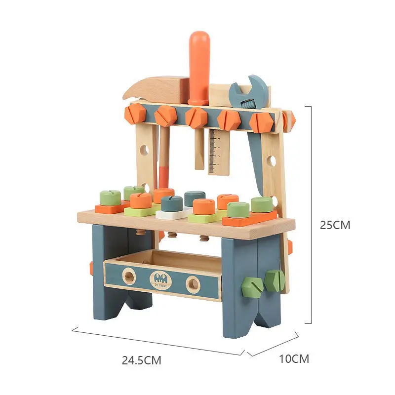 New wooden tool table for pretend play boys and girls educational toys beat toy turn the screw toy