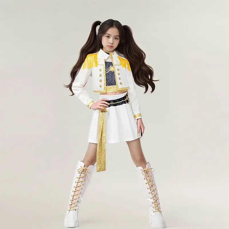 جديد 2025 أزياء أنيمي KPop Huntrix Zoey Mira Rumi شيطان الصيادين التأثيرية للأطفال والرضع والبنات أبيض وأسود ذهبي للهالوين