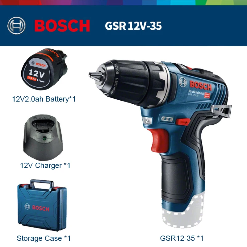 Bosch GSR12V-35/35HX Rechargeable Cordless Lithium Electric Drill 12V Household decoration Power Screwdriver Rotation Tools