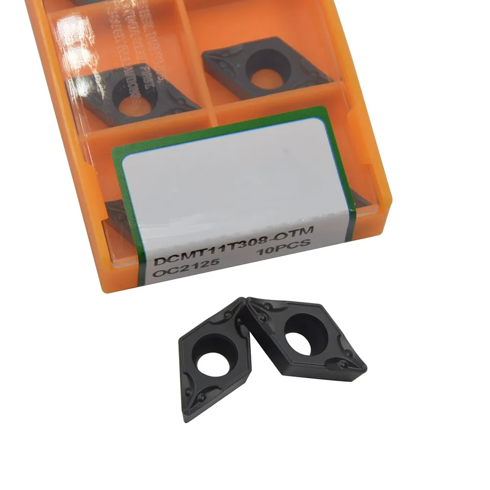 

DCMT3(2.5)1- OTM DCMT11T308-OTM OC2125 CNC Lathe Turning Tools Carbide Cutting Inserts for P Class Materials 10pcs