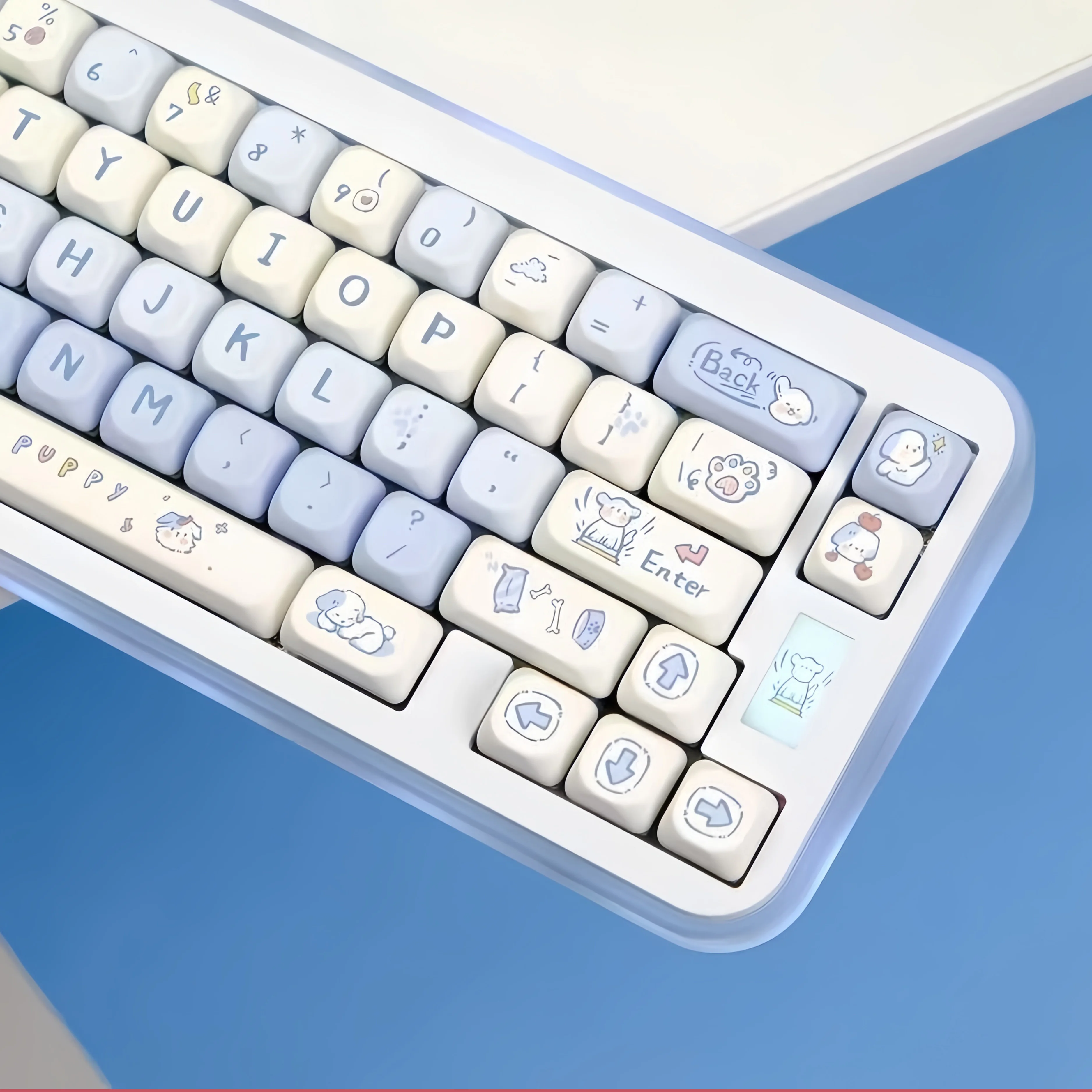 

118 Keys White Puppy MOA Profile Custom Kawaii Keycaps Dye Sublimation PBT Keycaps for MX Switches Mechanical Keyboard