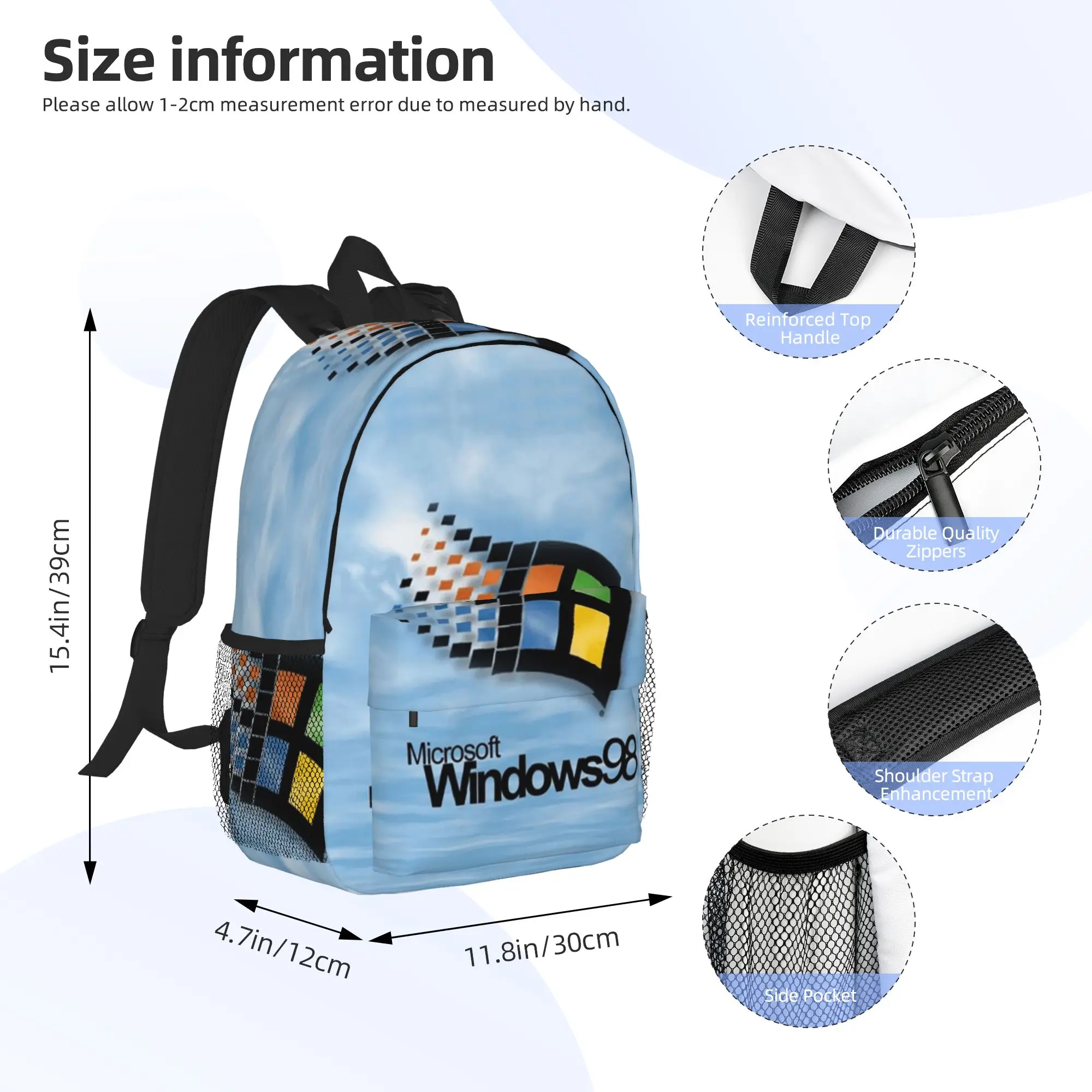 Windows 98 Start Screen Backpack Hot Sale Daypack Large Capacity Boys Girls BookBag Shoulder Bags for Men Women School Bag