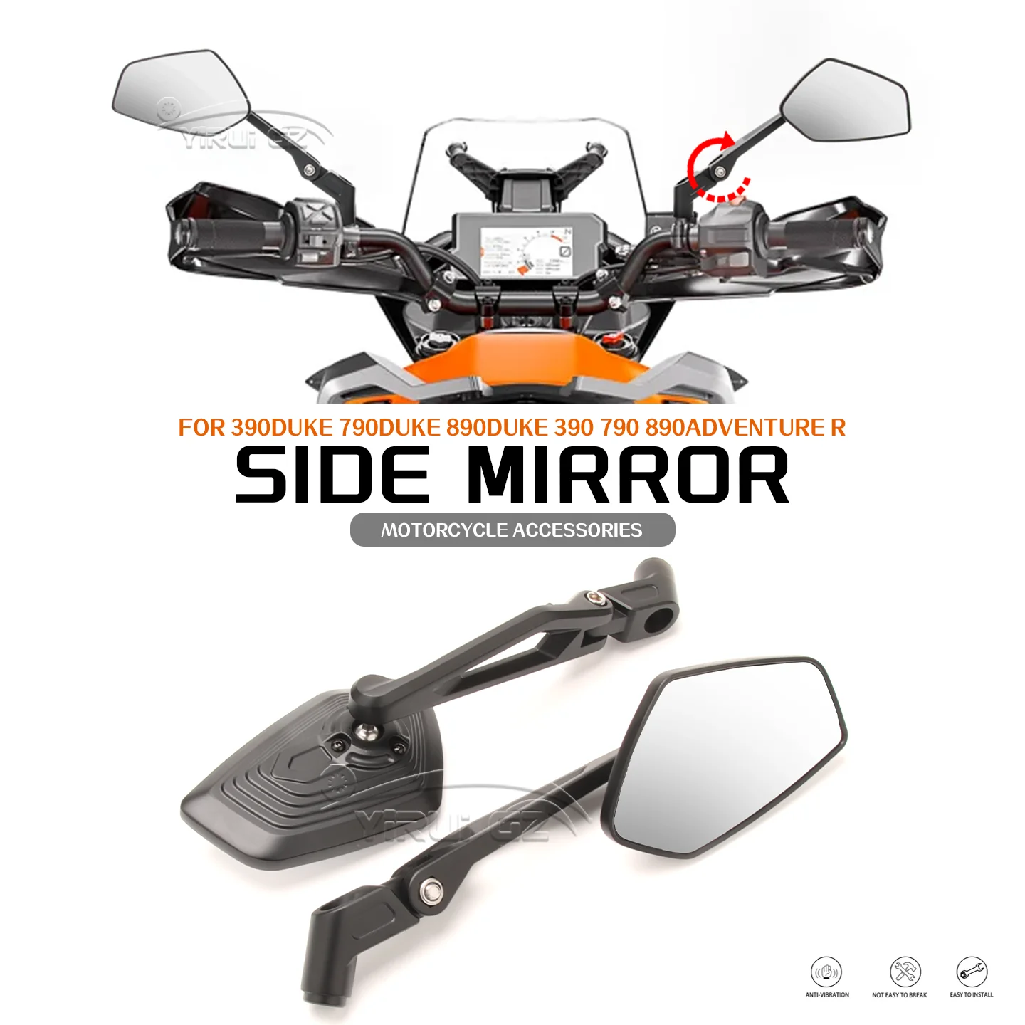 

Зеркало заднего вида для мотоцикла 390 DUKE 390 Adv 790 Adv 790 Adv, алюминиевые регулируемые боковые зеркала заднего вида 790 DUKE 890 DUKE Adv