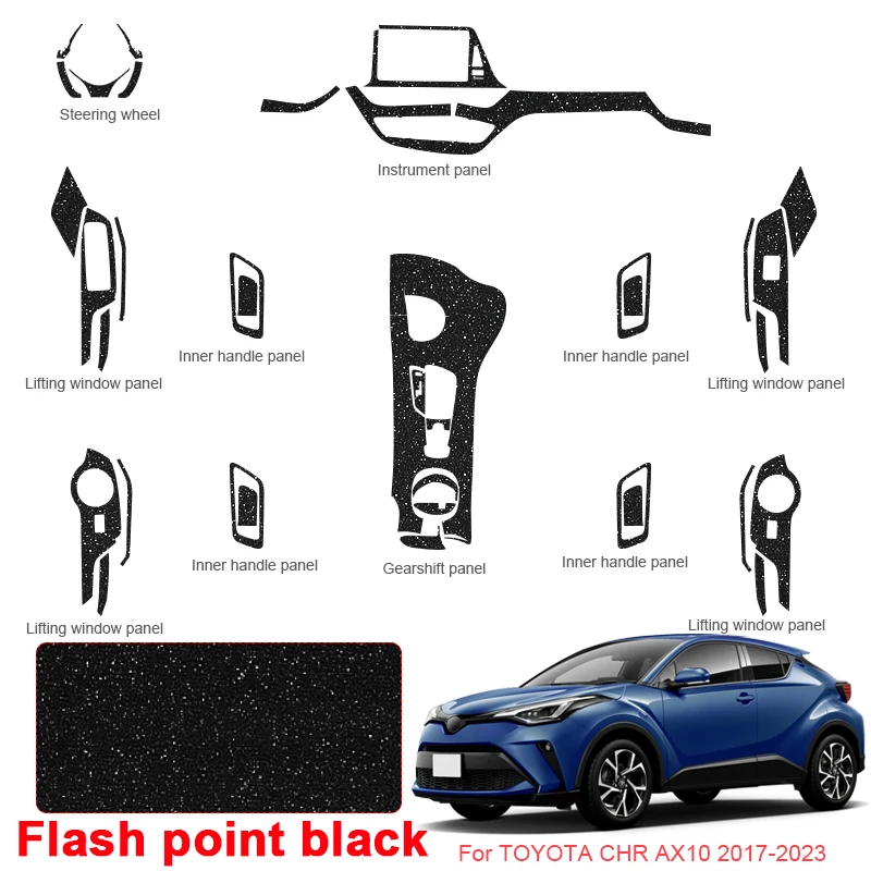 Car Carbon Interior Sticker For TOYOTA CHR AX10 2017-2023 LHD Auto Lifting Window Panel Decal Gear Inner Door Protective Film