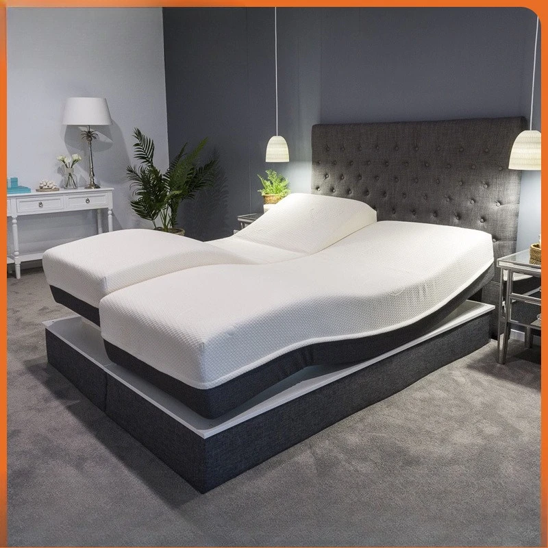Colchão de massagem inteligente com elevador elétrico ajustável multifuncional, espuma de memória dupla