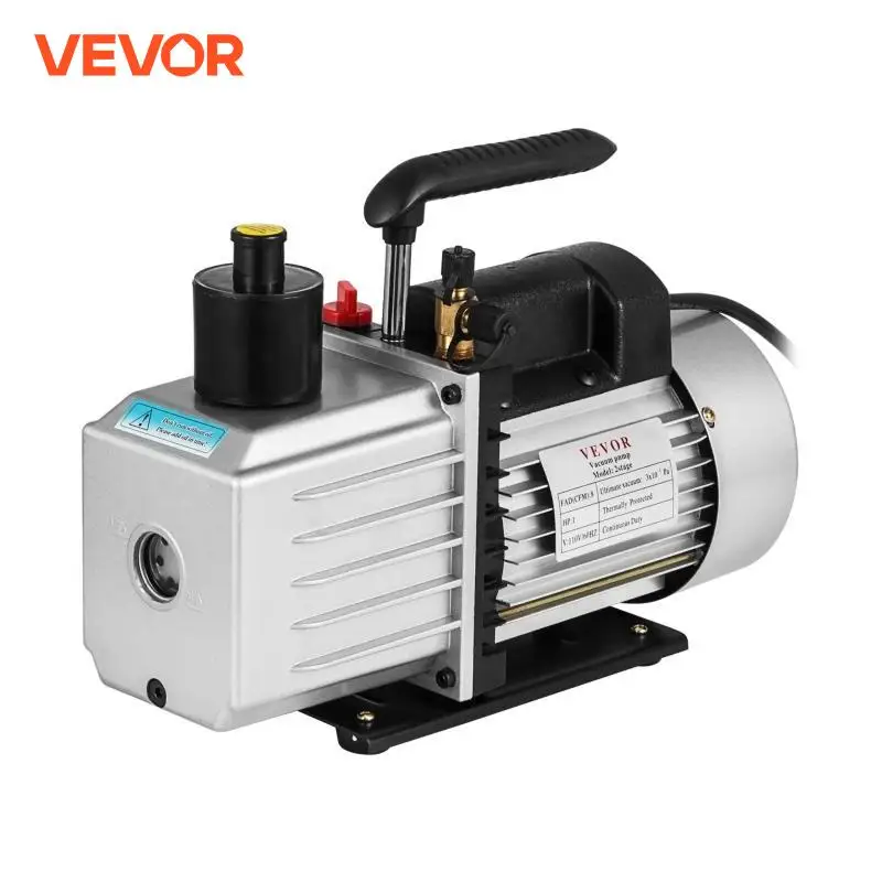 VEVOR Vacuum Pump 10CFM 1 HP 2-Stage Rotary Vane 220V 5 PA Auto AC Refrigerant Recharging Wine Degassing and Food Processing