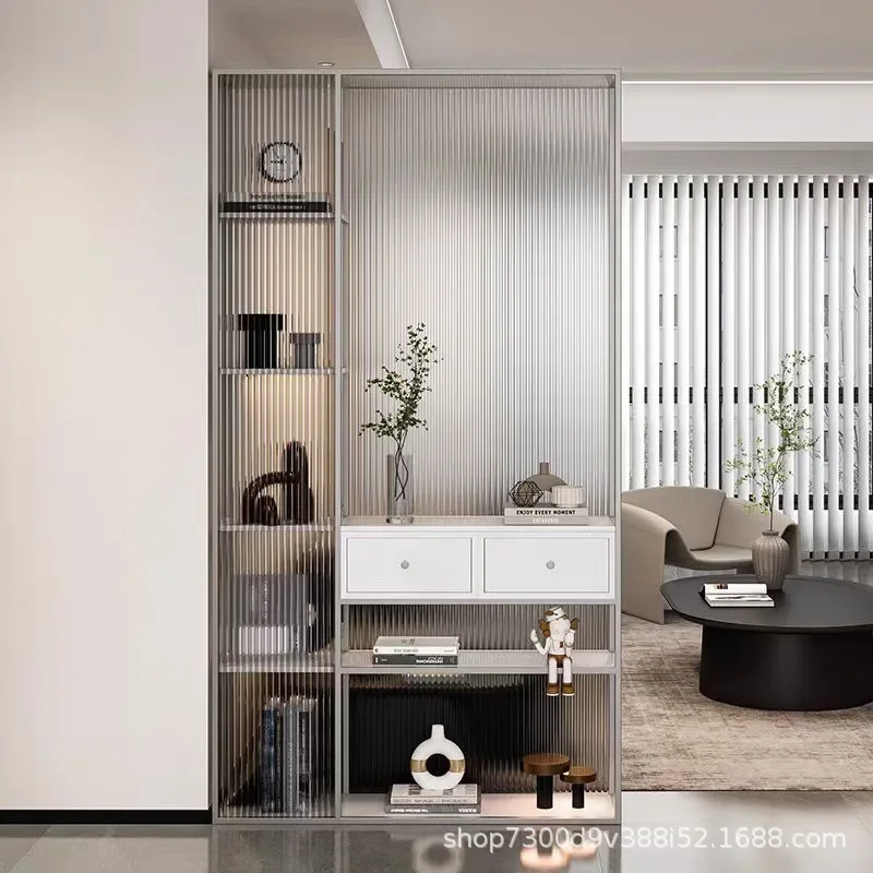 Minimalist living room screen entrance cabinet storage rack partition cabinet entrance screen partition glass cabinet