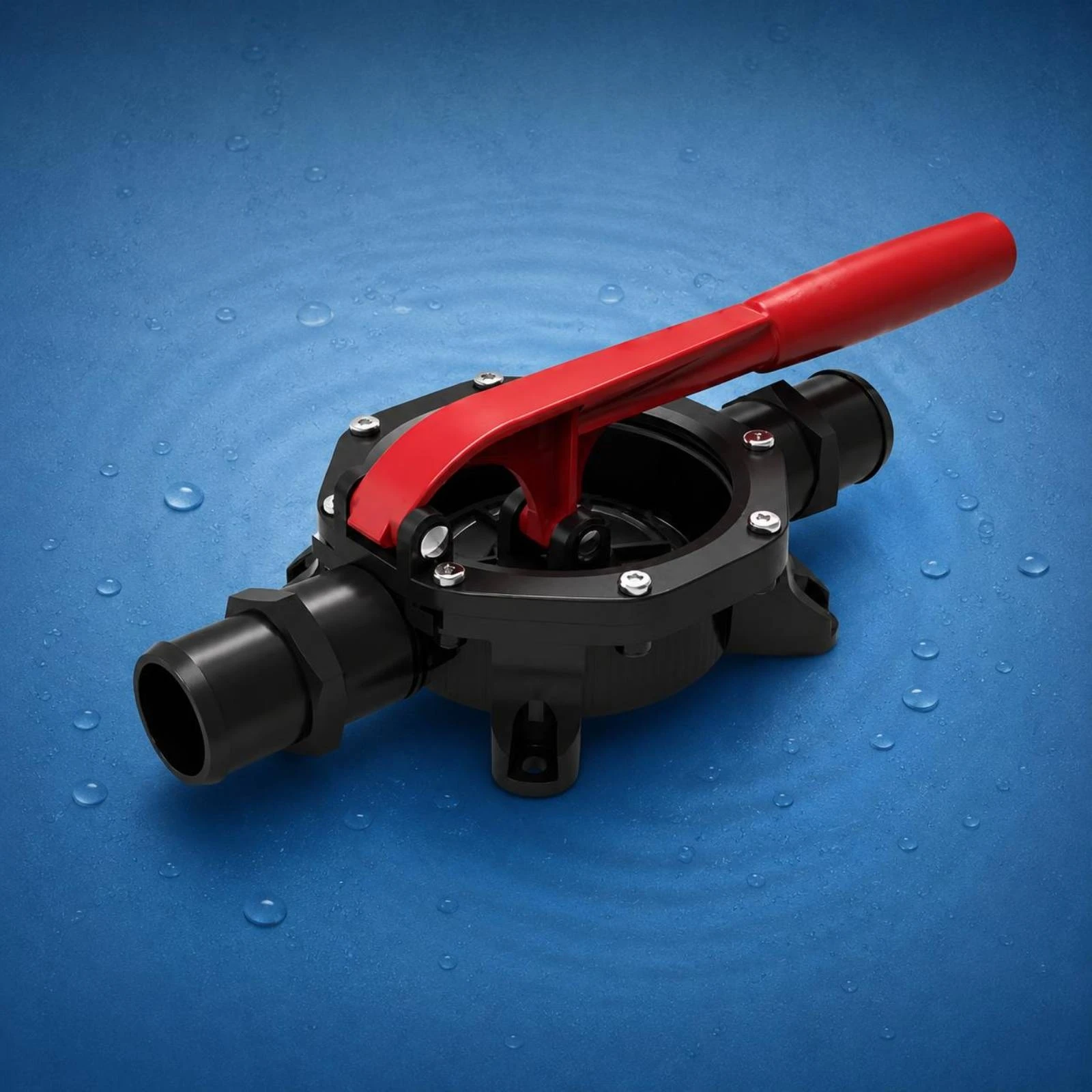 Manual Diaphragm Hand Pump Glass-Filled Polypropylene Manual Diaphragm Pump Black Body 1.5-Inch Hose Connections