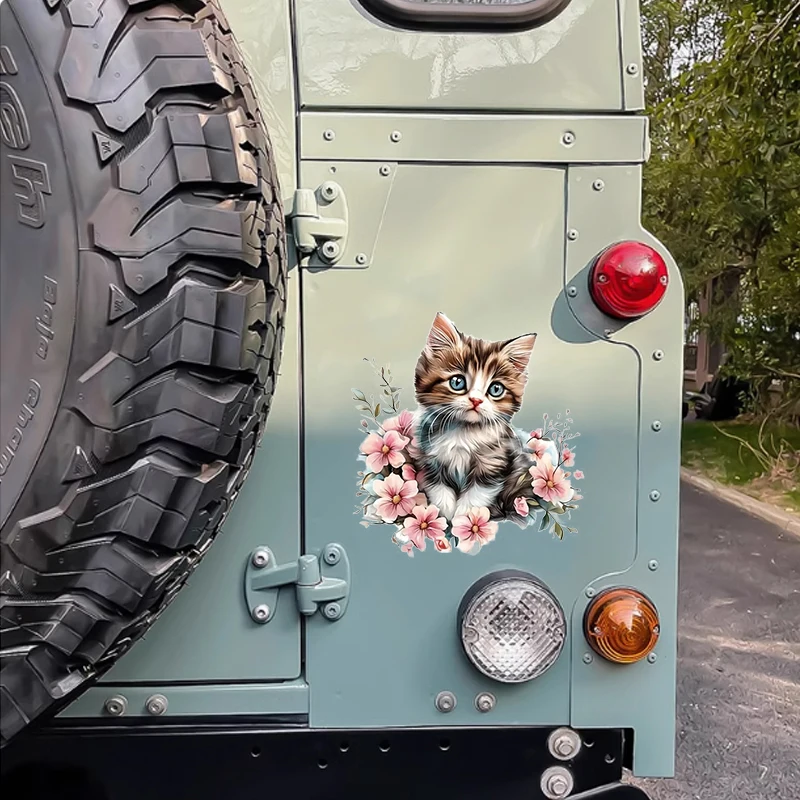 

3D индивидуальная креативная живопись, цветные наклейки на автомобиль с милым котом, отделка автомобиля, царапины, покрытые наклейками на автомобиль