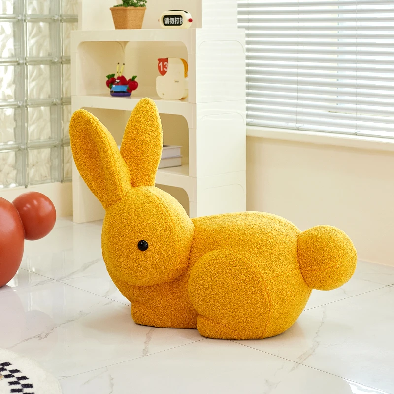 Nordic Plastic Rabbit Stool Creative Cartoon Low Stool Shoe Changing Stool Living Room Decor Animal Seat Home Small Furniture