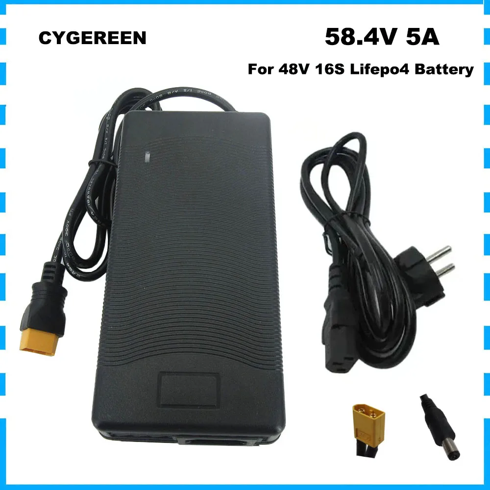 48v-5a-lifepo4-battery-fast-charger-584v-5a-for-16s-30ah-lithium-iron-phosphate-solar-system-charger-xt60-dc-connector