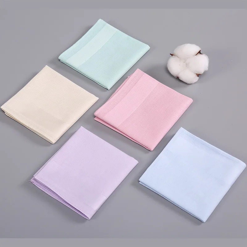 12Pcs Old-fashioned Pure Cotton Women's Portable Wipe Thin Sweat-absorbing Adult Handkerchief Square Towel Wedding