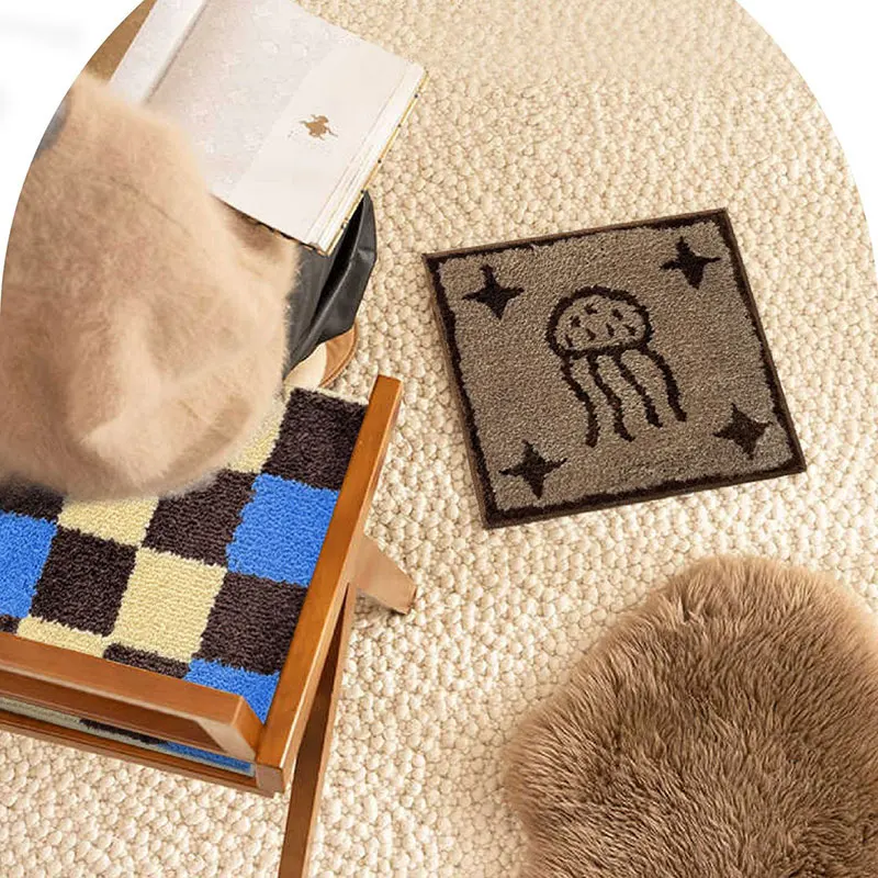 Seaside Tufting Seat Cushion Soft Chair Sofa Ocean Theme Tufted Fish Pad Home Office Warm Cozy Decor for Autumn Winter 