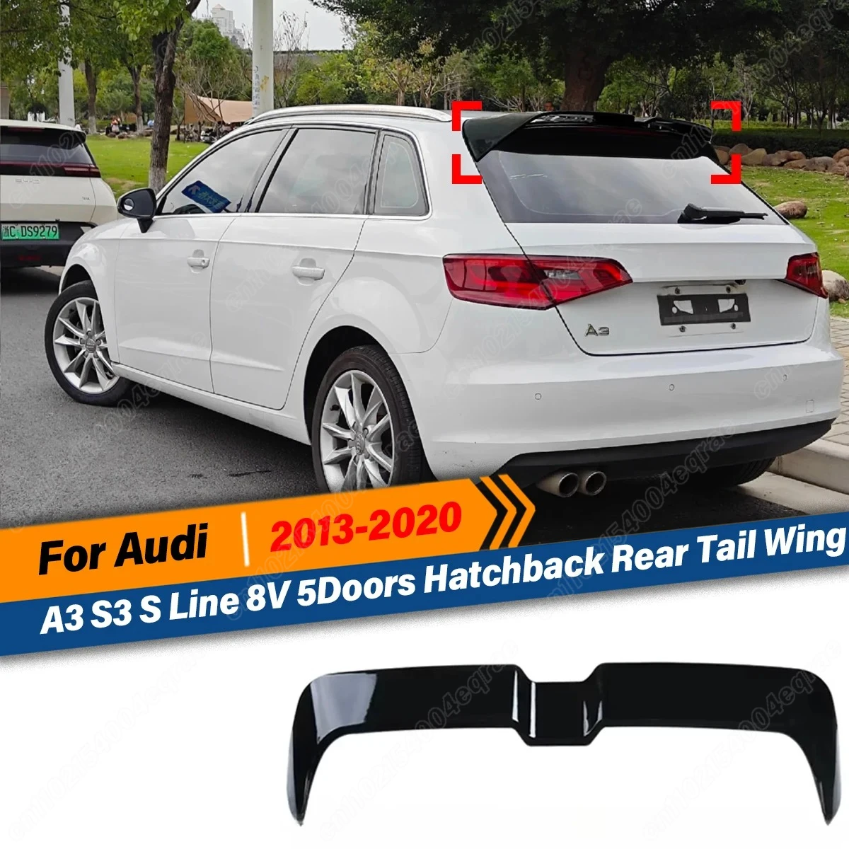 

For Audi A3 S3 S-Line 8V 5Doors Hatchback 2013 2014 2015 2016 2017 2018 2019 2020 Rear Roof Trunk Spoiler Wing Lip Exter BodyKit