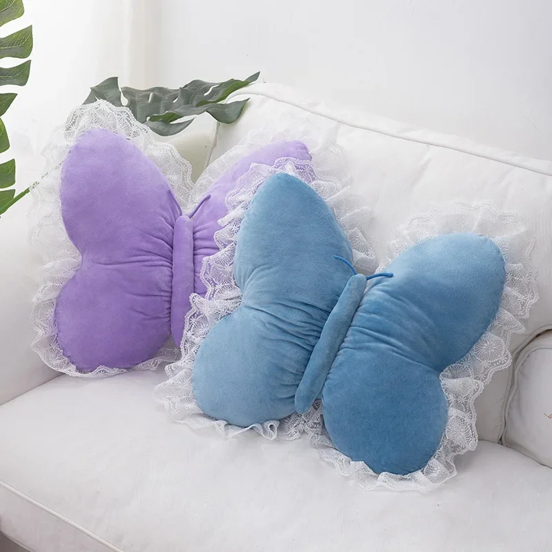 

Romantic Sweet Lace Butterfly Throw Pillow Cozy Stuffed Colorful Butterfly Plush Toys Sofa Back Cushion Kawaii Home Decor