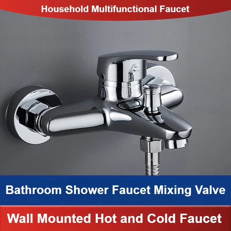 Shower Faucet Made of Alloy Material, G1/ 2inch Threaded Wall-Mounted Triple Mixer Faucet, Comfortable to Hold, Suitable for Hom