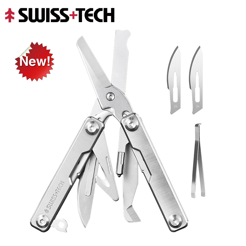 

SWISS TECH Спасательный многофункциональный инструмент для выживания Ножницы 9 в 1, уличный EDC мини-брелок, многофункциональные инструменты, оконный выключатель, резак для ремней безопасности