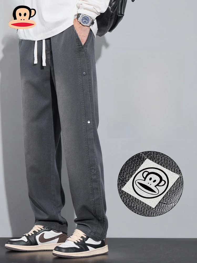 

Мужские джинсы Paul Frank в стиле ретро, американские, свободного прямого кроя, повседневные брюки на пуговицах, осенняя коллекция, из полиэфирного волокна