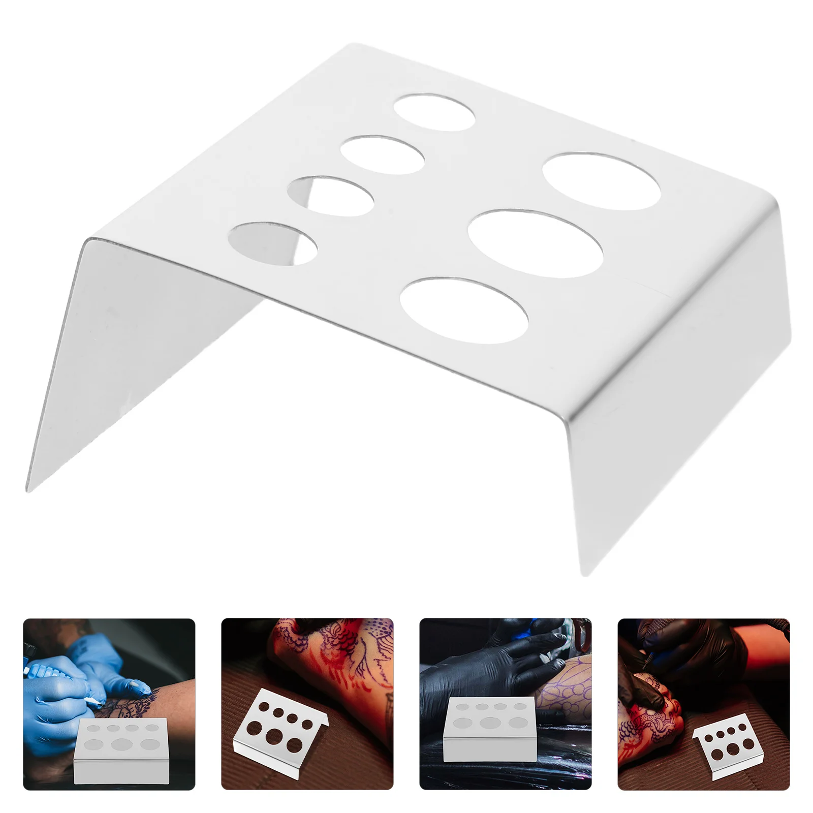 

Stainless Steel Pigment Cup Holder 7 Holes Multiple Holes Stand Shelf Stand Professional Tool for Artists Silver