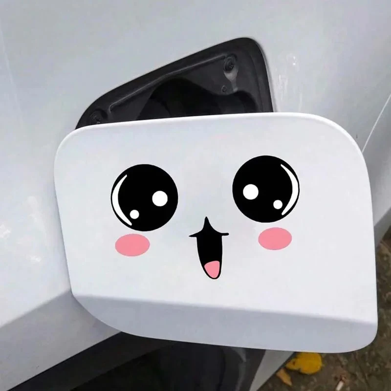 

Cute Kawaii Face Car Sticker, Big Eyes Cartoon Vinyl Decal for Car Fuel Tank, Mirror, Window