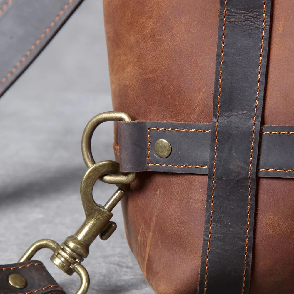 S.WORKER Vintage Vollnarbenleder Herrenrucksack 2-Wege-Tasche für Männer Echtleder Umwandelbarer Schulter- & Rucksack Tagesrucksack – Detail 27