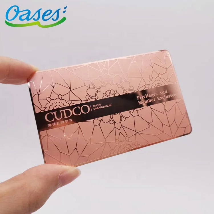 Customized query Luxury Customized Stainless Steel Electroplating Rose Gold Mirror Metal Card Printing Nfc Blank Metal Business