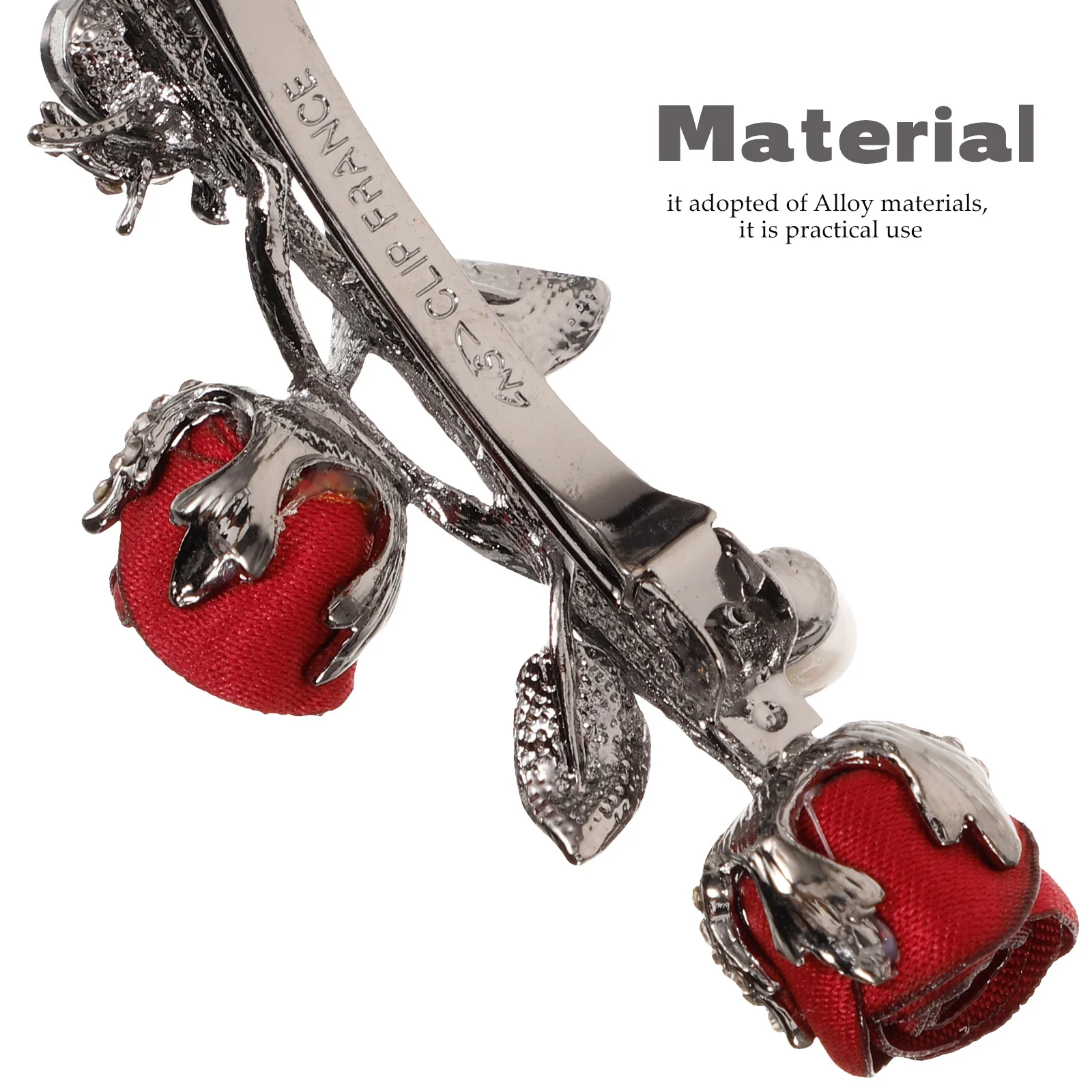 

1Pcs Red Rose Hairpin Retro Alloy Spring Clip Floral Design Perfect for Wedding Party Travel Women Hair Decorations