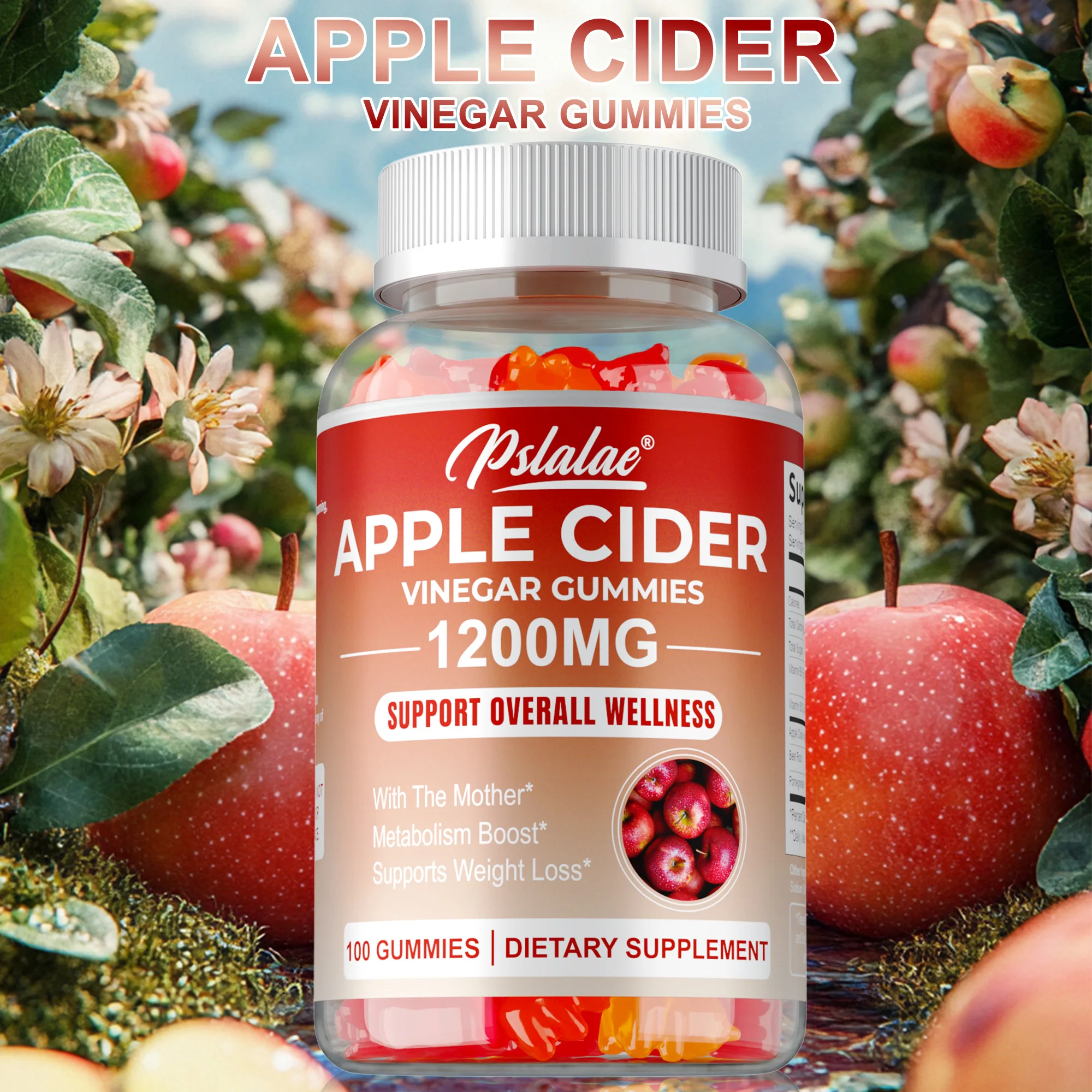 

Apple Cider Gummies - Reduces Bloating and Constipation, Improves Digestion, Body Slimming, Weight Management, Boost Immunity