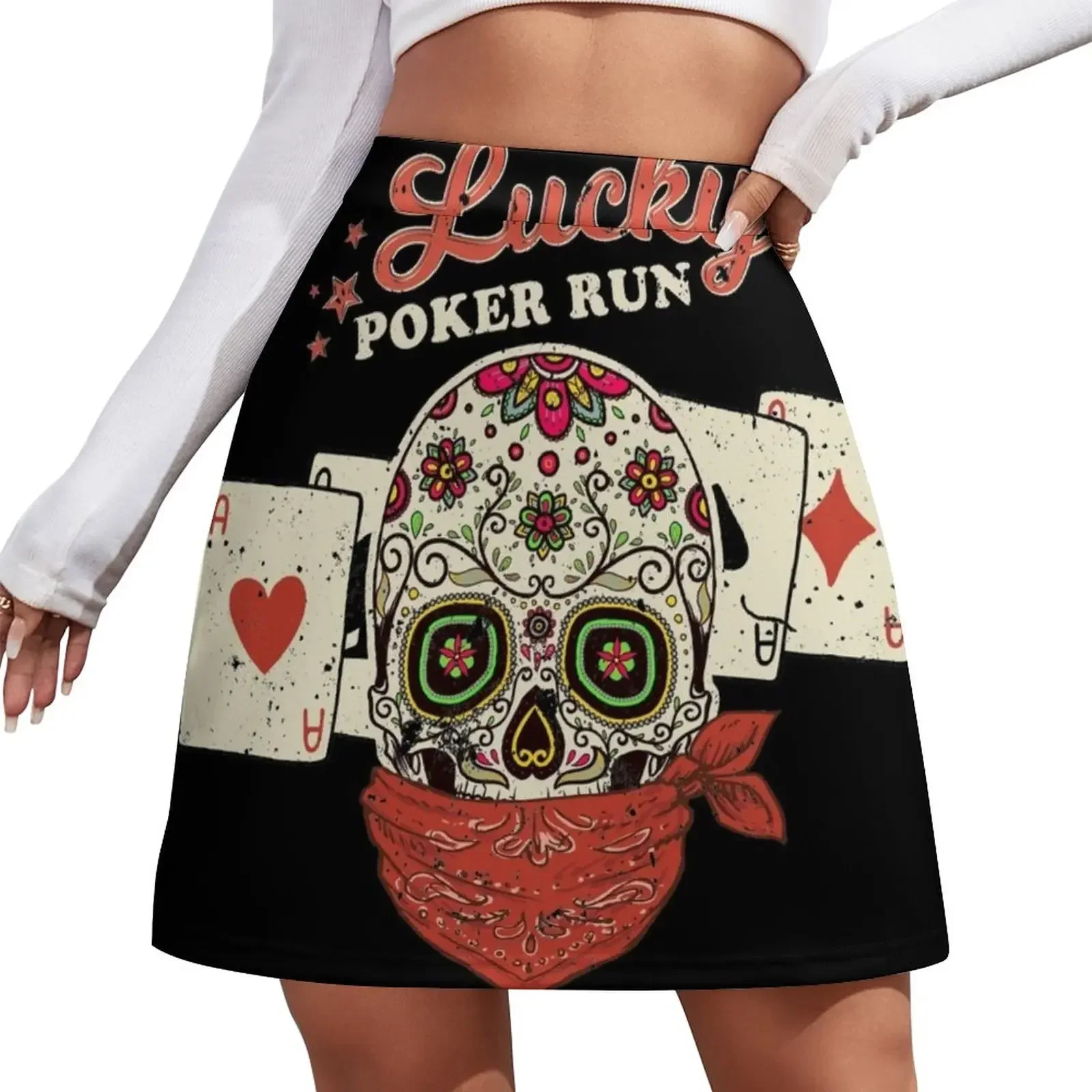 Poker Run - Sugar Skull Bandana & Cards Minirok elegante feestjurken voor dames 2024 rok voor damesrok voor dames