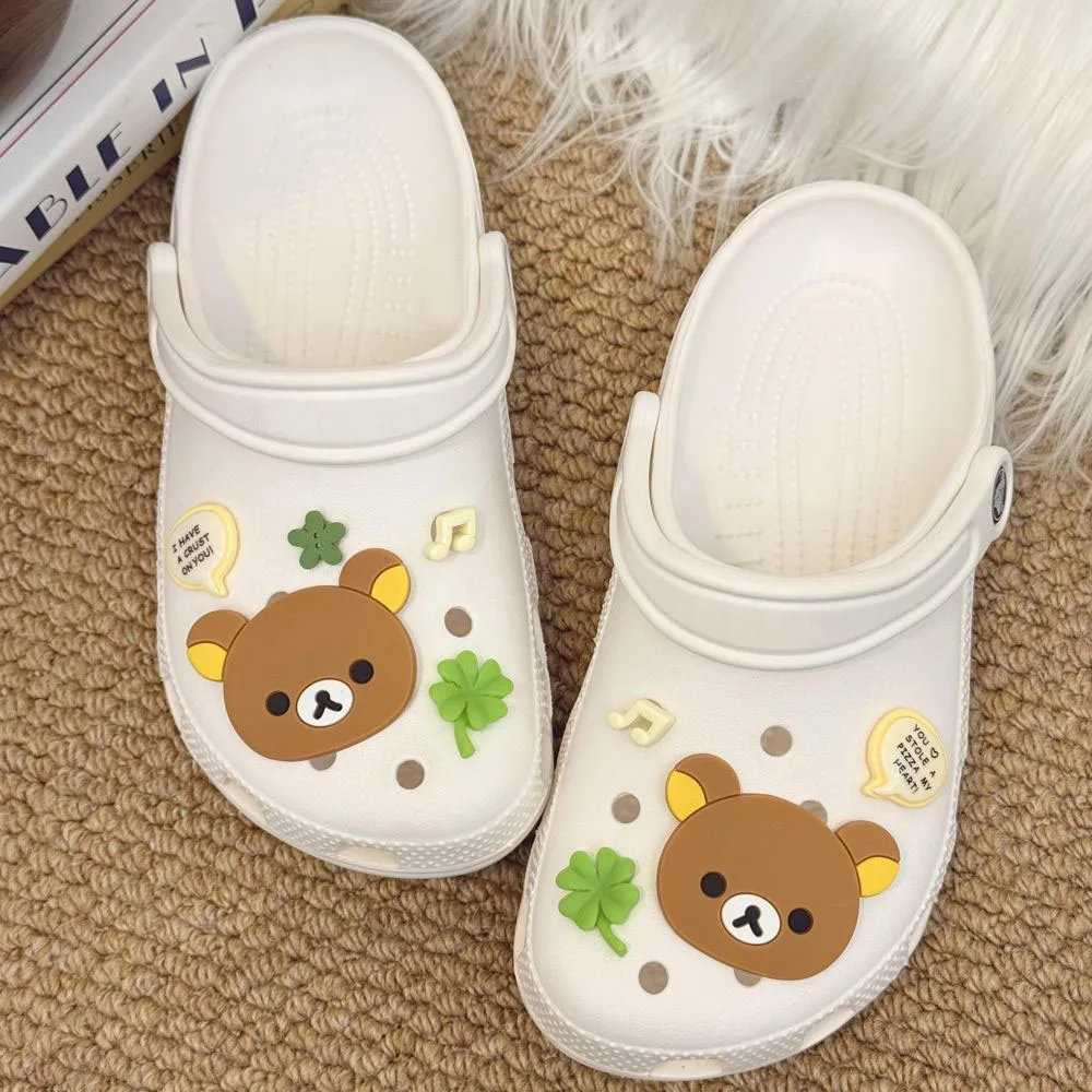 Cute Cartoon Bear Star Series Shoe Charms Accessories Perfect for Slide Sandals Garden Shoe Decoration Buckles Pins Summer Gifts