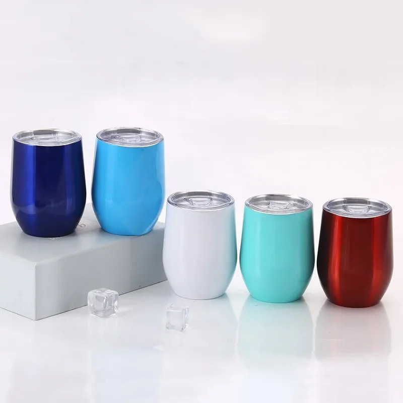 Cross-border foreign trade spot 12oz  cup double-layer vacuum thermos cup U-shaped eggshell 304 stainless steel big belly cup