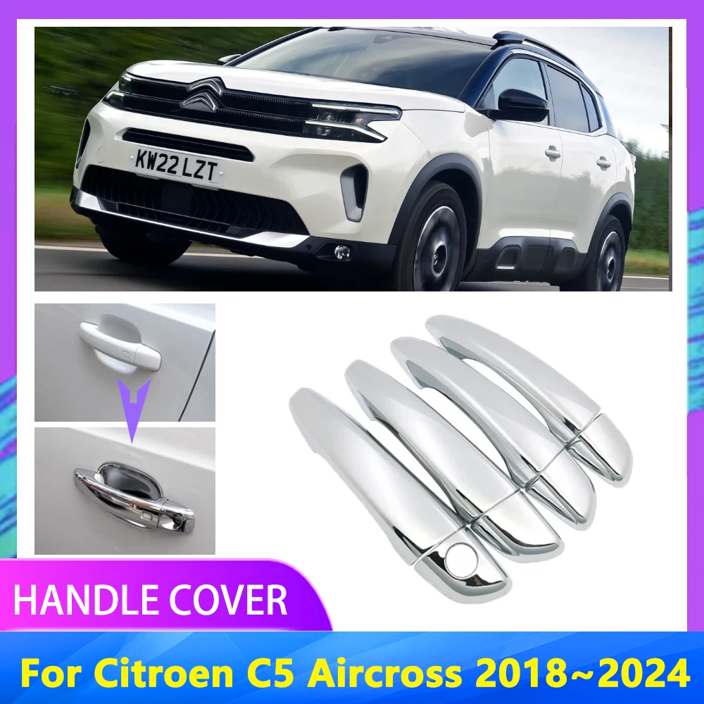 

Car Handle Cover For Citroen C5 Aircross 2018 2019 2020 2021 2022 2023 2024 Chrome Rustproof ABS Plastic Styling Cap Accessories