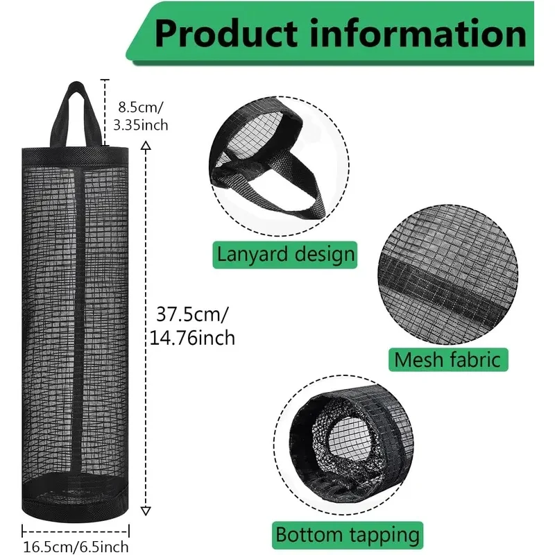 Hanging Mesh Storage Bag Wall Mounted Organizer for Grocery Bags Shoe Covers Reusable Nylon Net Pocket