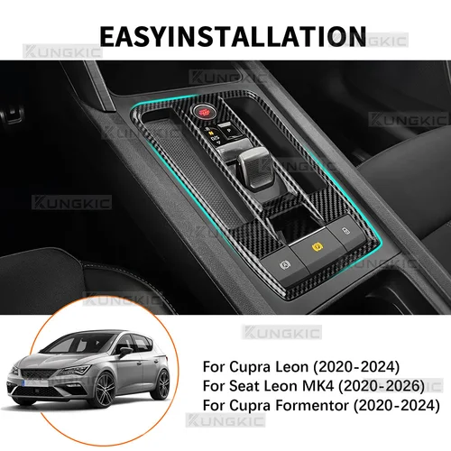 Imagen 2 del producto ABS para Cupra Leon 2020-2024/Seat Leon MK4 2020-2026/Cupra Formentor 2020-2024 ABS estilo de fibra de carbono LHD RHD embellecedor de engranaje de coche automático
