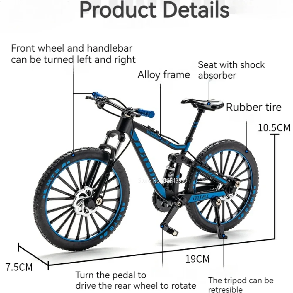 Vélo de montagne tout-terrain absorbant les chocs, modèle de voiture, guidon orientable, jouet en alliage d'opathie antidérapant, jouets à collectionner, cadeau, 1:8