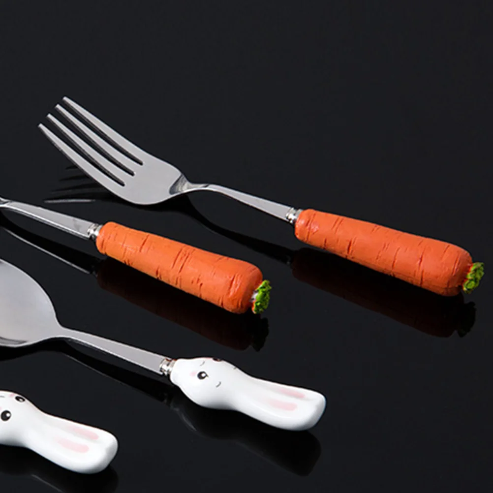 

2pcs Carrot Spoon Fork Set Stainless Steel Kids Tableware Baby Self-Feeding Training Children Dinnerware Utensils