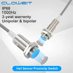 Cloweit Magnetic Reed  Switch Hall Effect Proximity Sensor  M12 16mm Distance NPN PNP Self-adjust Normally Open